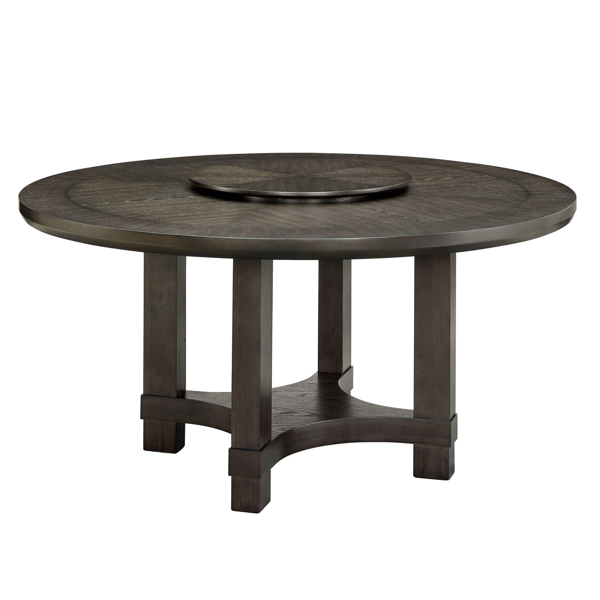 Jeffries Expresso Round Dining Table with Lazy Susan by Crown Mark at Eve Furniture