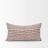 Jenna Beige w/ Merlot Print Linen Lumbar Decorative Pillow Cover by Mercana at Eve Furniture