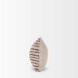 Jenna Beige w/ Merlot Print Linen Lumbar Decorative Pillow Cover by Mercana at Eve Furniture