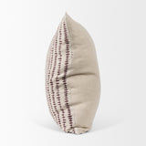 Jenna Beige w/ Merlot Print Linen Square Decorative Pillow Cover by Mercana at Eve Furniture