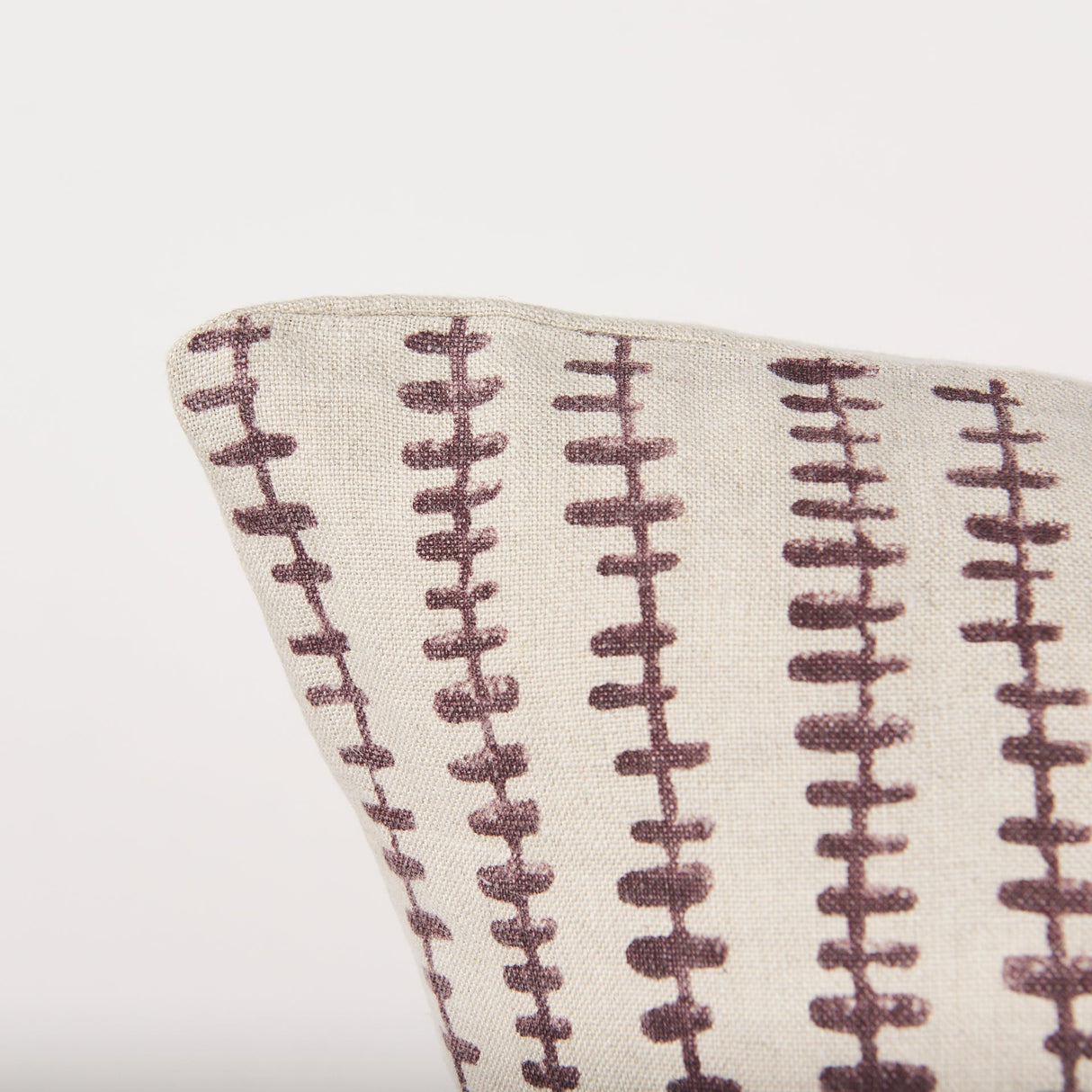 Jenna Beige w/ Merlot Print Linen Square Decorative Pillow Cover by Mercana at Eve Furniture