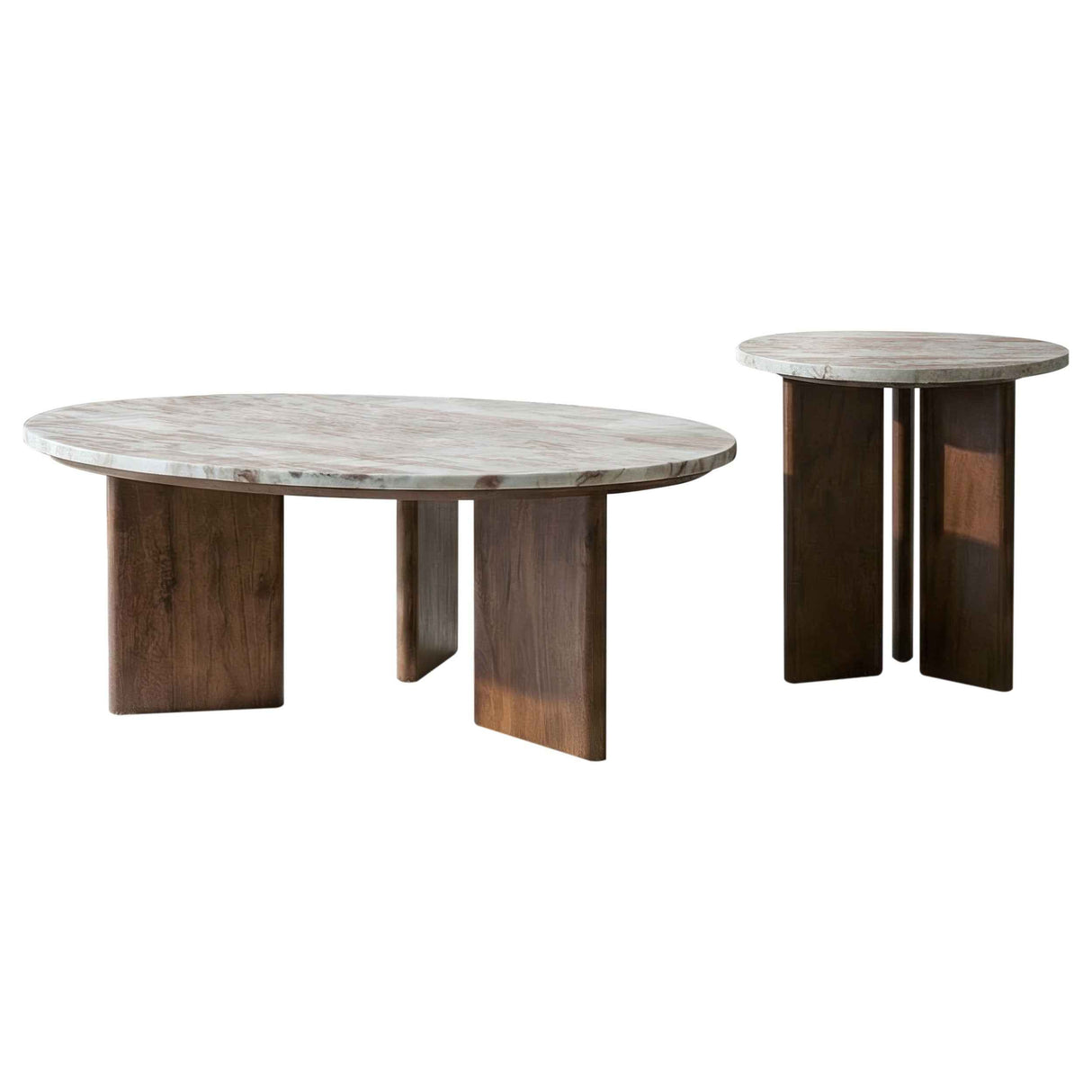 Jenna Brown 2-piece Round Marble Top Coffee Table Set by Coaster at Eve Furniture