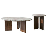Jenna Brown 2-piece Round Marble Top Coffee Table Set by Coaster at Eve Furniture
