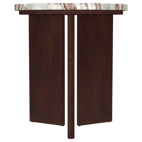 Jenna Brown 2-piece Round Marble Top Coffee Table Set by Coaster at Eve Furniture