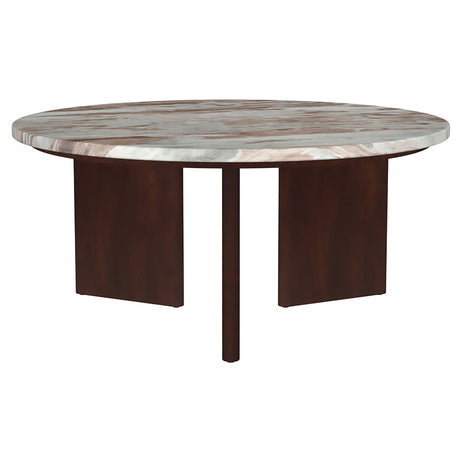 Jenna Brown 2-piece Round Marble Top Coffee Table Set by Coaster at Eve Furniture