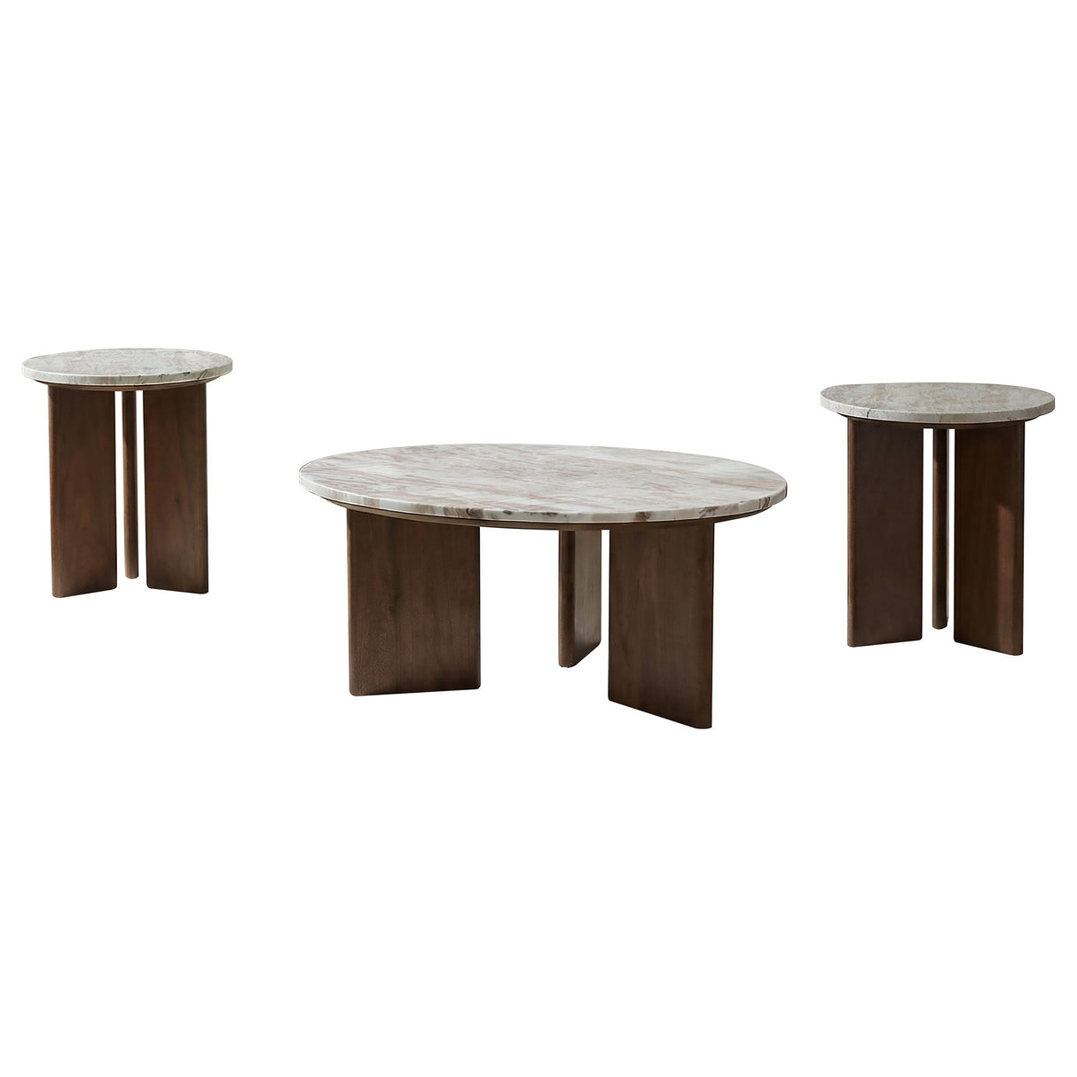 Jenna Brown 3-piece Round Marble Top Coffee Table Set by Coaster at Eve Furniture