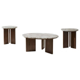 Jenna Brown 3-piece Round Marble Top Coffee Table Set by Coaster at Eve Furniture