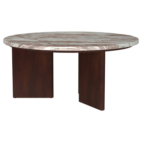 Jenna Brown 35-inch Round Marble Top Cocktail Coffee Table by Coaster at Eve Furniture