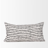 Jenna Cream w/ Black Print Linen Lumbar Decorative Pillow Cover by Mercana at Eve Furniture