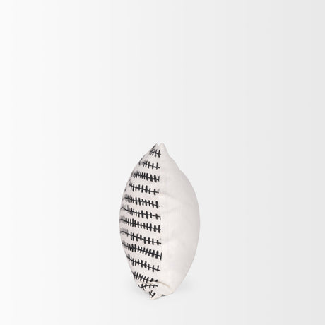 Jenna Cream w/ Black Print Linen Lumbar Decorative Pillow Cover by Mercana at Eve Furniture