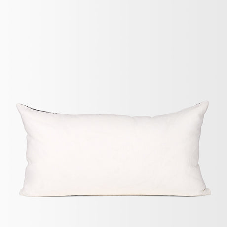 Jenna Cream w/ Black Print Linen Lumbar Decorative Pillow Cover by Mercana at Eve Furniture