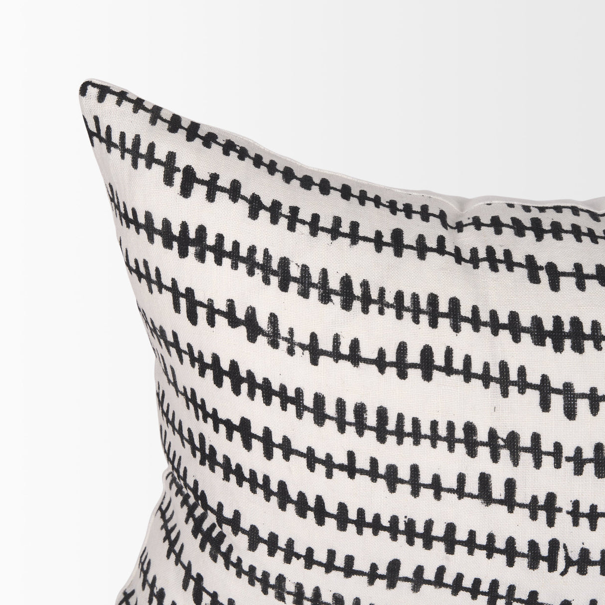 Jenna Cream w/ Black Print Linen Lumbar Decorative Pillow Cover by Mercana at Eve Furniture