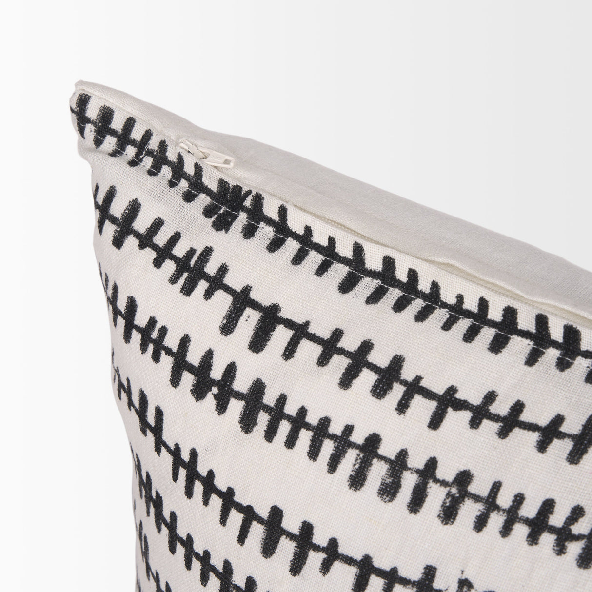 Jenna Cream w/ Black Print Linen Lumbar Decorative Pillow Cover by Mercana at Eve Furniture