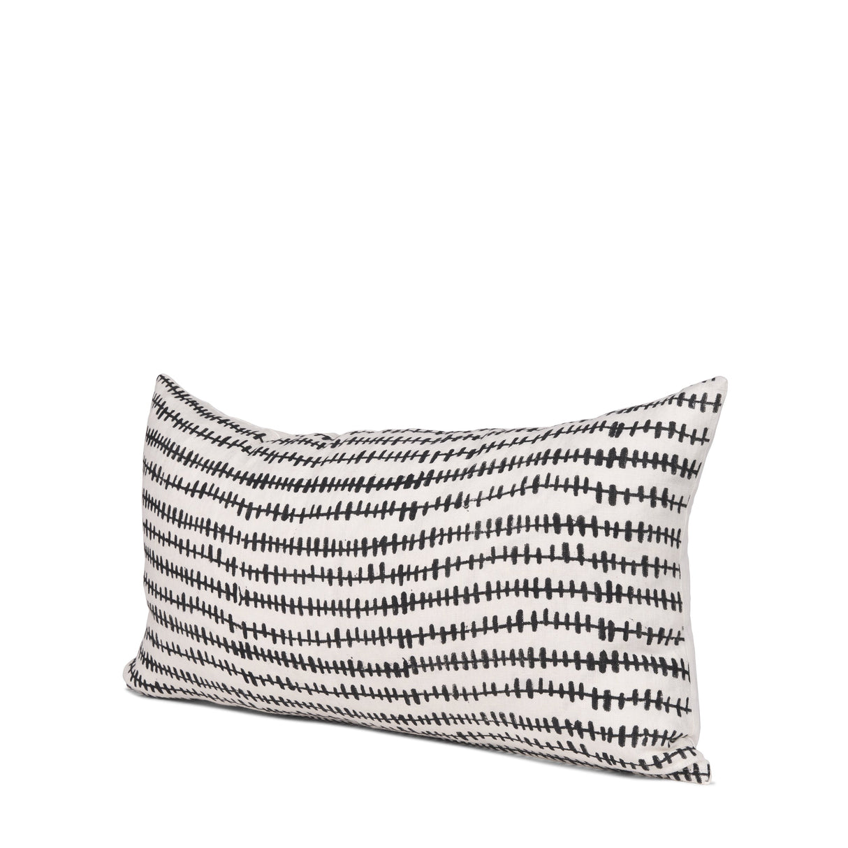 Jenna Cream w/ Black Print Linen Lumbar Decorative Pillow Cover by Mercana at Eve Furniture