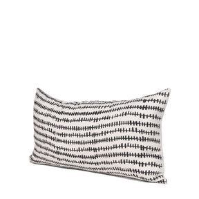 Jenna Cream w/ Black Print Linen Lumbar Decorative Pillow Cover by Mercana at Eve Furniture