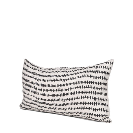 Jenna Cream w/ Black Print Linen Lumbar Decorative Pillow Cover by Mercana at Eve Furniture