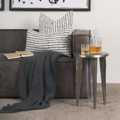 Jenna Cream w/ Black Print Linen Square Decorative Pillow Cover by Mercana at Eve Furniture