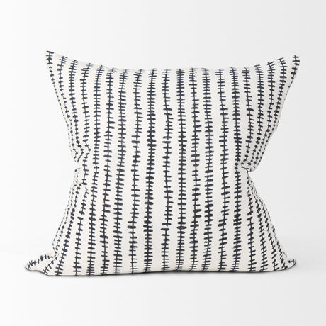 Jenna Cream w/ Black Print Linen Square Decorative Pillow Cover by Mercana at Eve Furniture