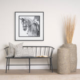 Jenna Cream w/ Black Print Linen Square Decorative Pillow Cover by Mercana at Eve Furniture