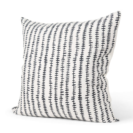 Jenna Cream w/ Black Print Linen Square Decorative Pillow Cover by Mercana at Eve Furniture