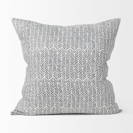 Jennelle Cream w/ Indigo Print Linen Square Decorative Pillow Cover by Mercana at Eve Furniture