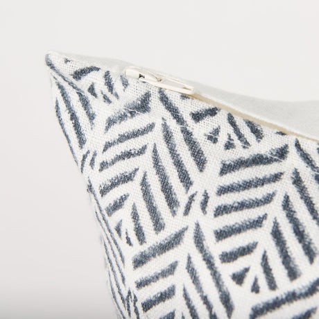 Jennelle Cream w/ Indigo Print Linen Square Decorative Pillow Cover by Mercana at Eve Furniture