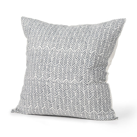 Jennelle Cream w/ Indigo Print Linen Square Decorative Pillow Cover by Mercana at Eve Furniture
