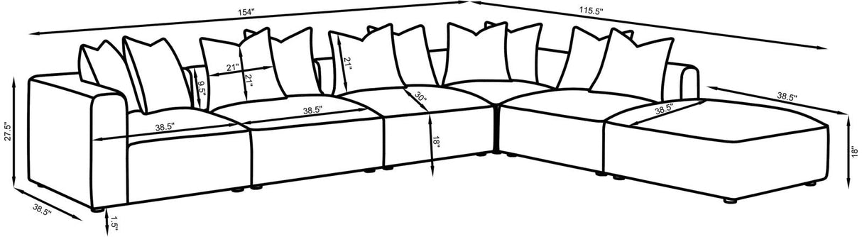 Jennifer 6-Piece Tight Seat Modular Sectional Gray