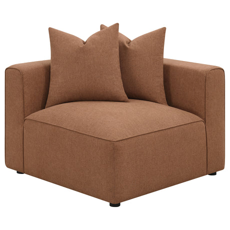 Jennifer Terracotta Upholstered Corner Chair by Coaster at Eve Furniture