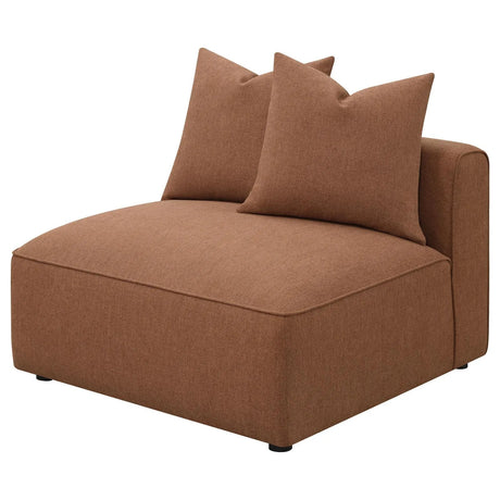 Jennifer Terracotta Upholstered Tight Back Armless Chair by Coaster at Eve Furniture