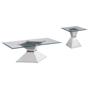 Jenny Chrome 2-Piece Rectangular Coffee and End Table Set by Coaster at Eve Furniture
