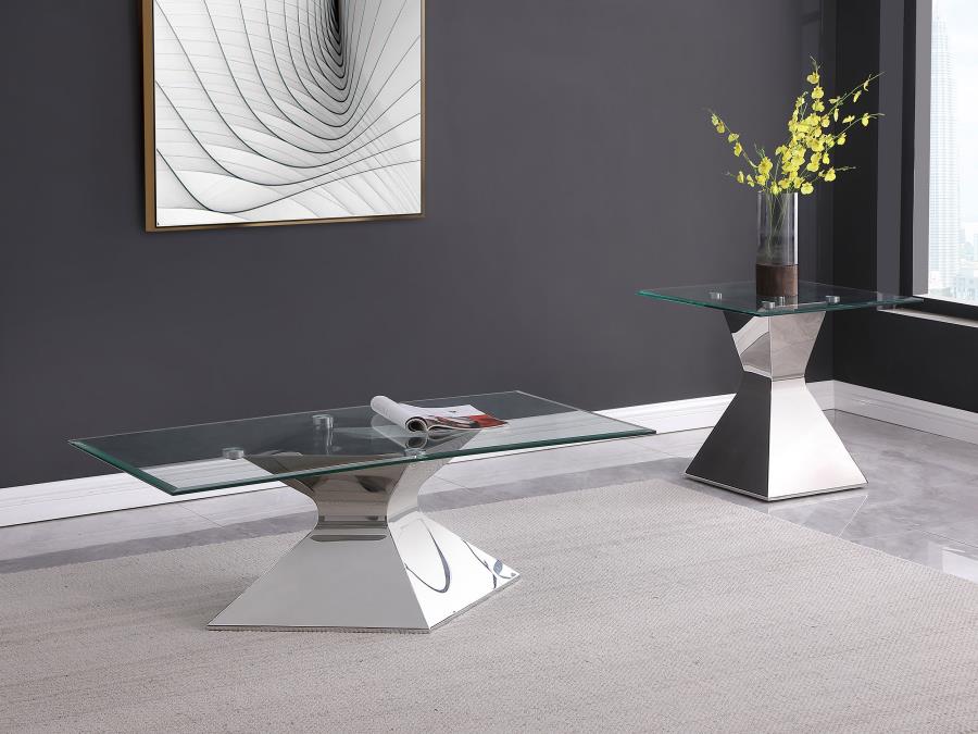 Jenny Chrome 2-Piece Rectangular Coffee and End Table Set by Coaster at Eve Furniture