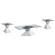Jenny Chrome 3-Piece Rectangular Coffee and End Table Set by Coaster at Eve Furniture