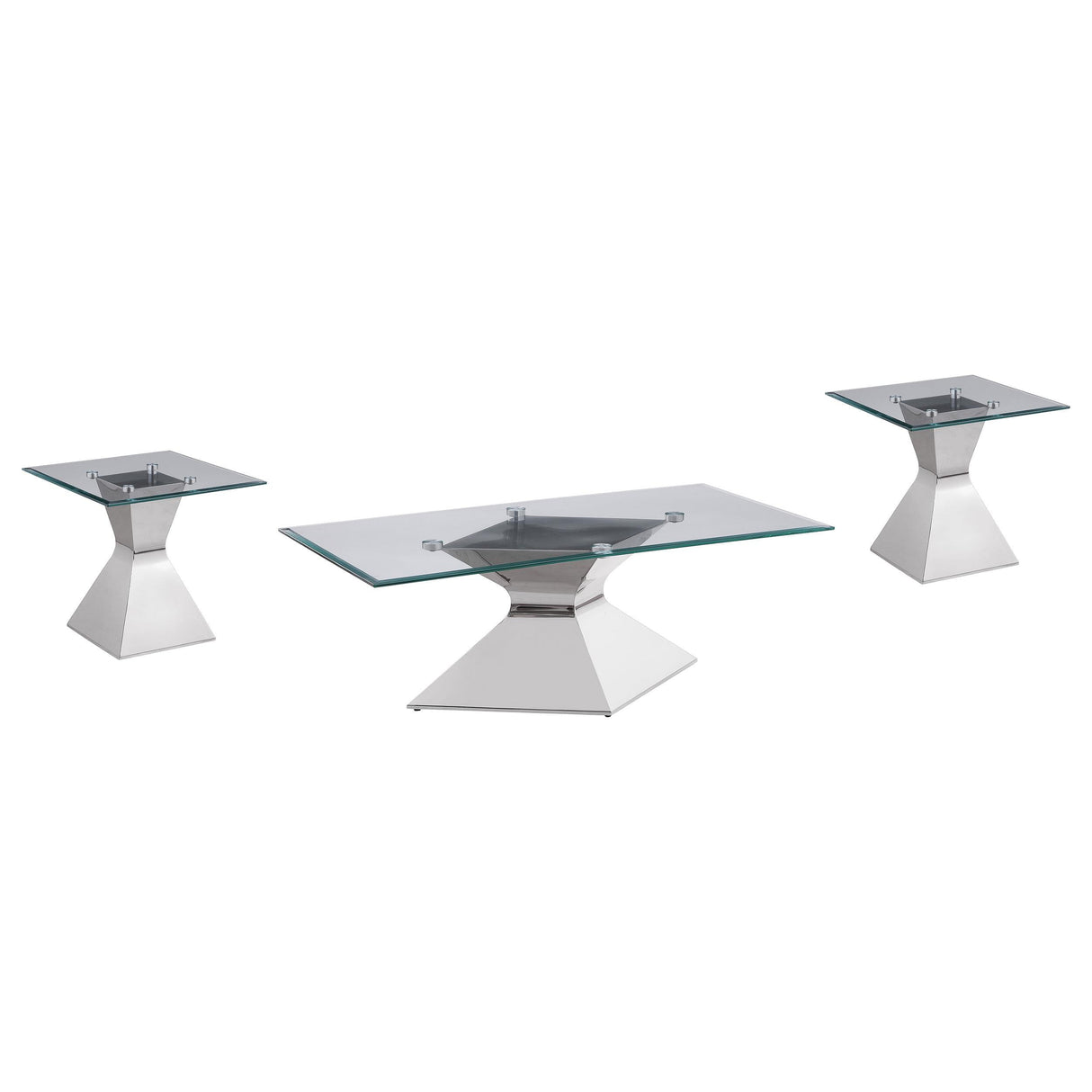 Jenny Chrome 3-Piece Rectangular Coffee and End Table Set by Coaster at Eve Furniture