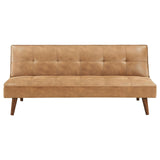 Jenson Multipurpose Upholstered Tufted Convertible Sofa Bed Saddle Brown