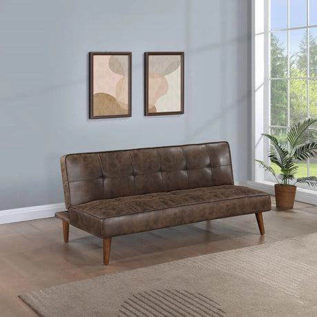 Jenson Upholstered Tufted Convertible Sofa Bed Dark Coffee by Coaster at Eve Furniture