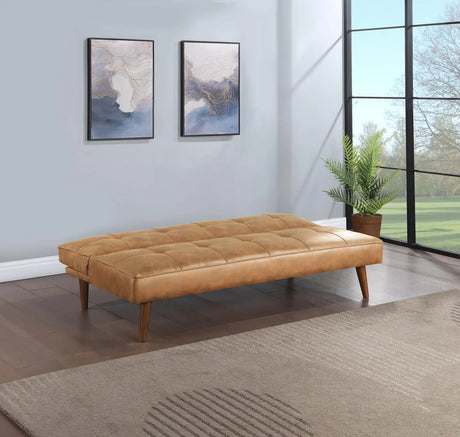 Jenson Upholstered Tufted Convertible Sofa Bed Saddle Brown by Coaster at Eve Furniture