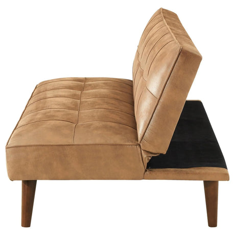 Jenson Upholstered Tufted Convertible Sofa Bed Saddle Brown by Coaster at Eve Furniture