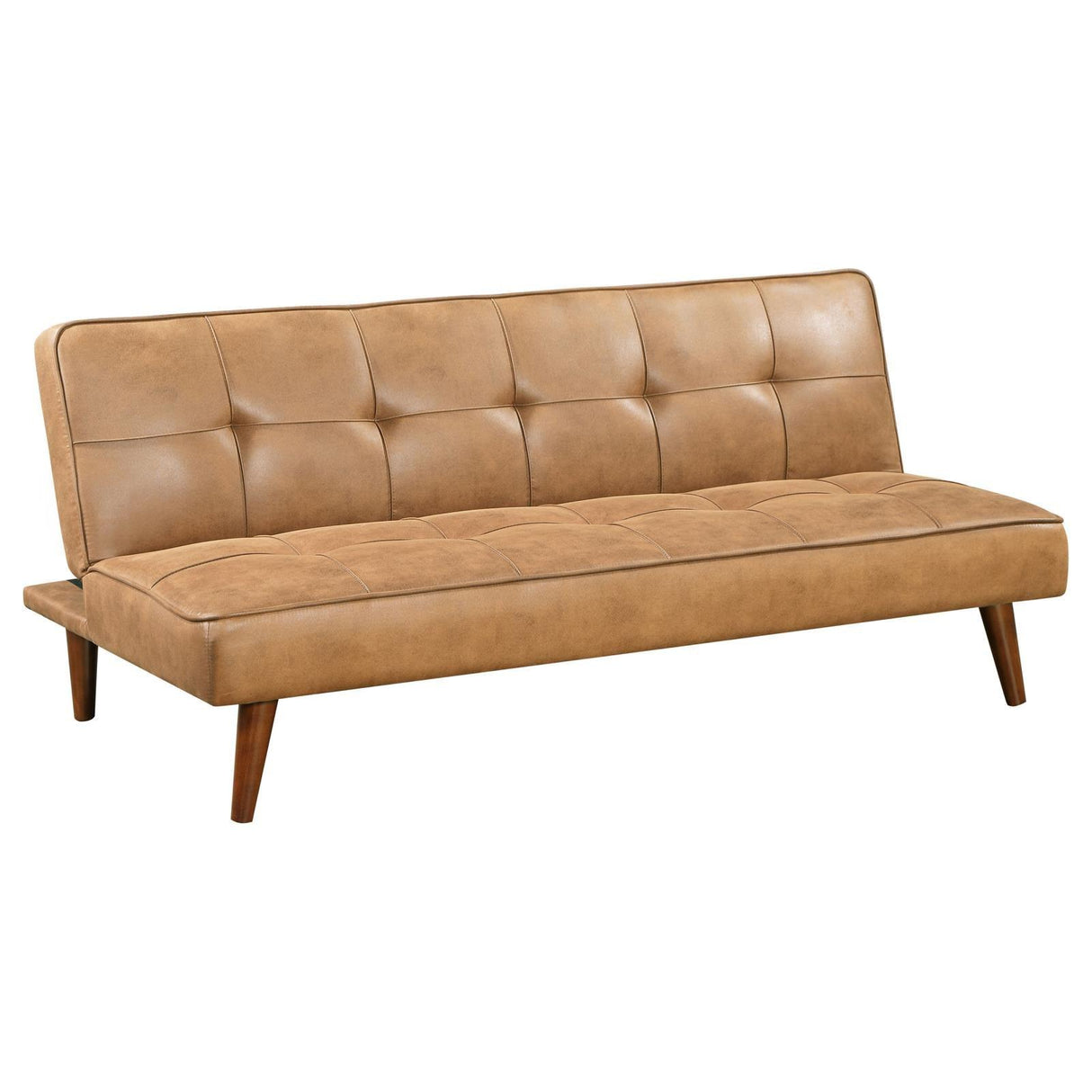 Jenson Upholstered Tufted Convertible Sofa Bed Saddle Brown by Coaster at Eve Furniture