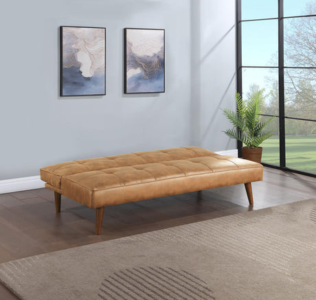 Jenson Upholstered Tufted Convertible Sofa Bed Saddle Brown by Coaster at Eve Furniture
