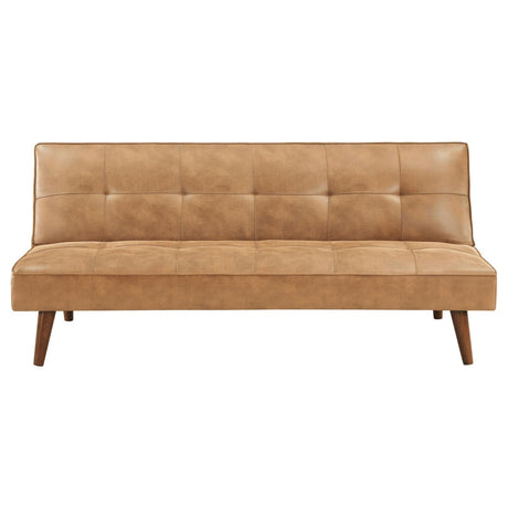 Jenson Upholstered Tufted Convertible Sofa Bed Saddle Brown by Coaster at Eve Furniture