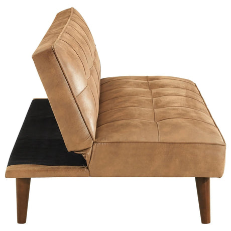 Jenson Upholstered Tufted Convertible Sofa Bed Saddle Brown by Coaster at Eve Furniture