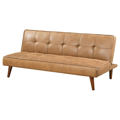Jenson Upholstered Tufted Convertible Sofa Bed Saddle Brown by Coaster at Eve Furniture