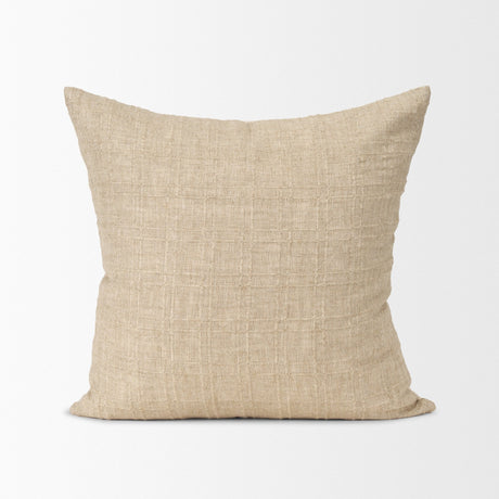 Jeren Beige Cotton Linen Square Pillow Cover w/Down Filler, Set of 2 by Mercana at Eve Furniture