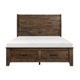 Jerrick Burnished Brown California King Sleigh Platform Bed with Footboard Storage by Homelegance at Eve Furniture