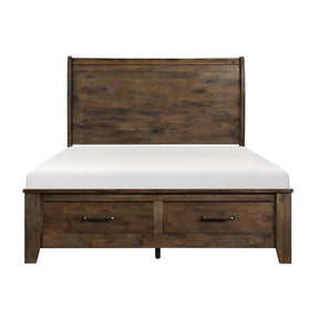 Jerrick Burnished Brown California King Sleigh Platform Bed with Footboard Storage by Homelegance at Eve Furniture