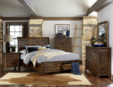 Jerrick Burnished Brown King Sleigh Storage Platform Bed by Homelegance at Eve Furniture