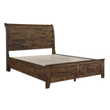 Jerrick Burnished Brown Queen Sleigh Storage Platform Bed by Homelegance at Eve Furniture