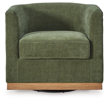 Jersonlow Forest Green Swivel Chair by Ashley at Eve Furniture