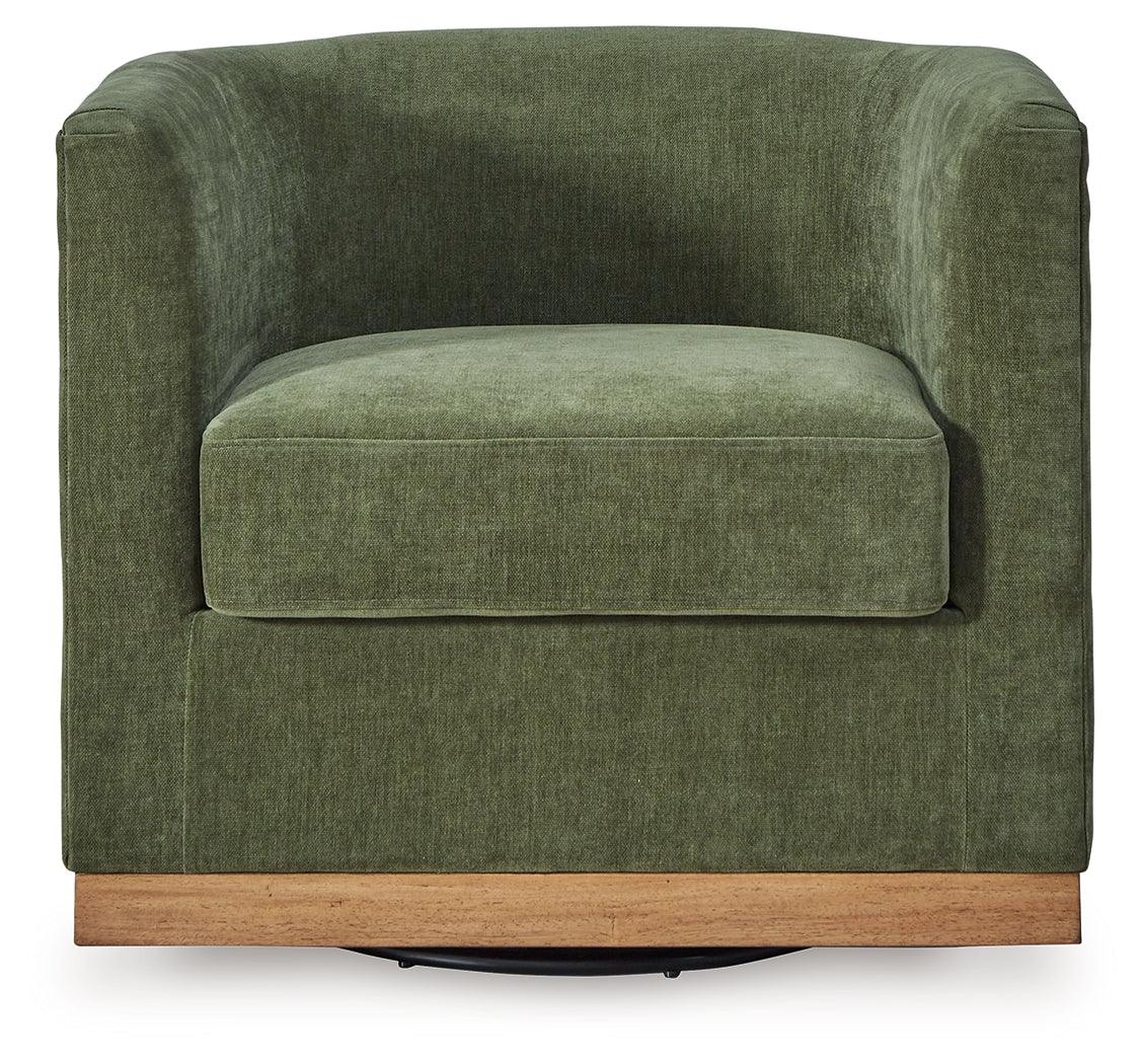 Jersonlow Forest Green Swivel Chair by Ashley at Eve Furniture
